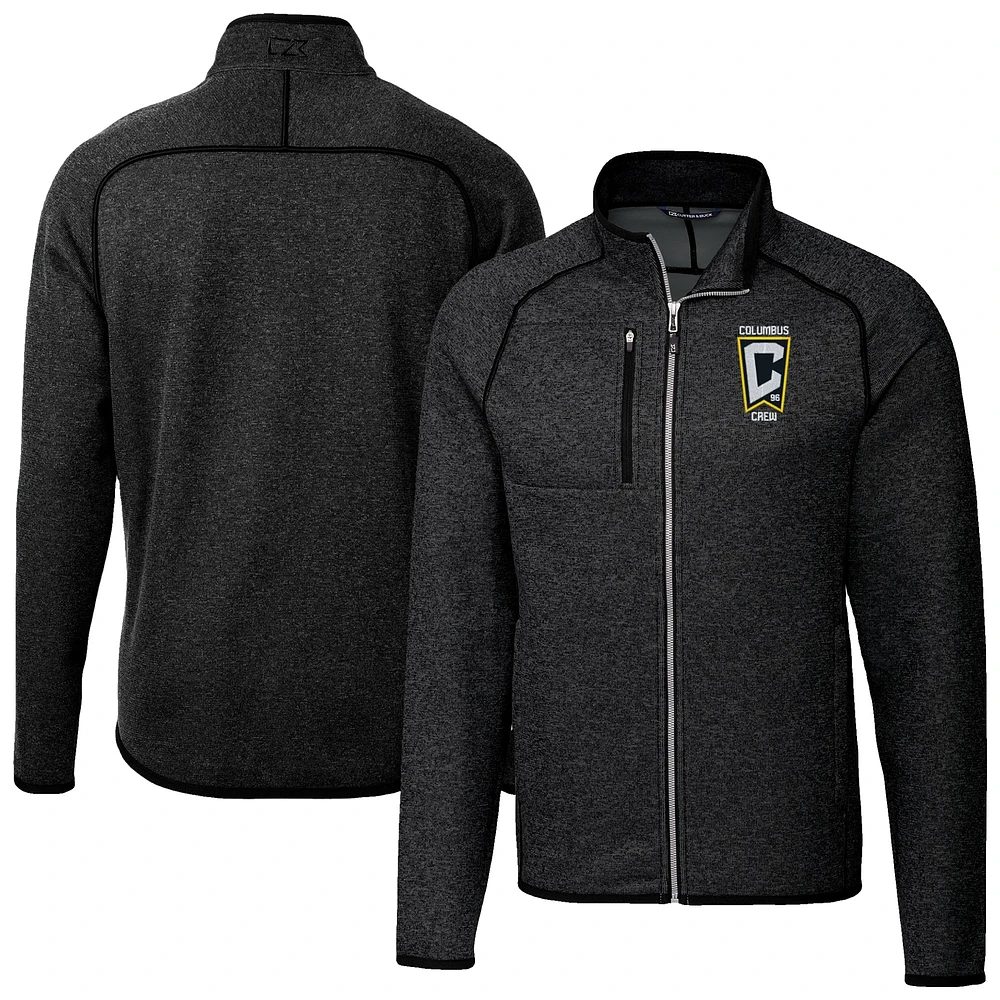 Men's Cutter & Buck Heather Charcoal Columbus Crew Mainsail Sweater-Knit Full-Zip Jacket