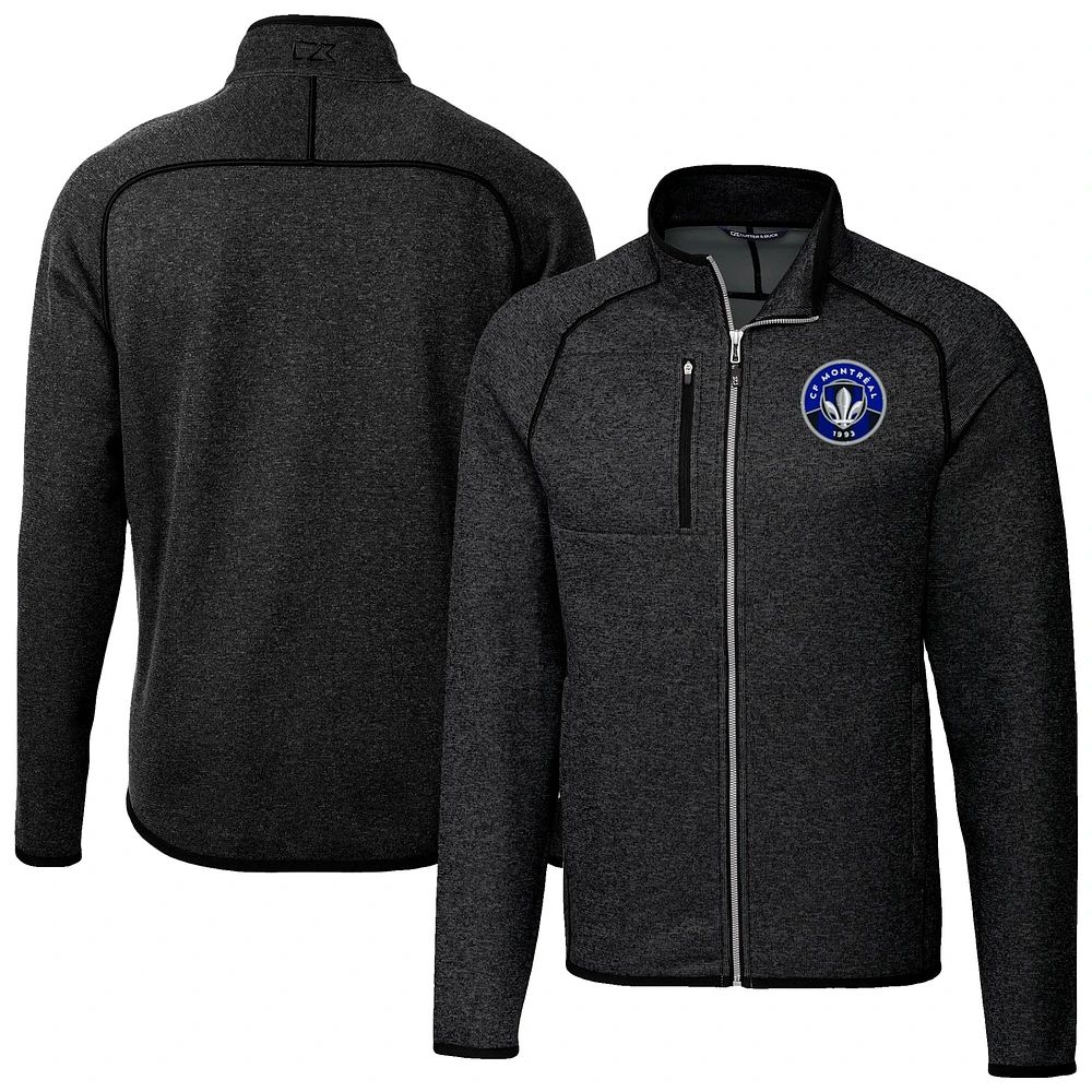 Men's Cutter & Buck Heather Charcoal CF Montreal Mainsail Sweater-Knit Full-Zip Jacket