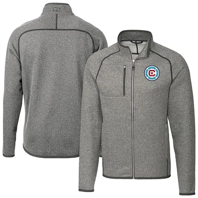 Men's Cutter & Buck Heather Gray Chicago Fire Mainsail Sweater-Knit Full-Zip Jacket