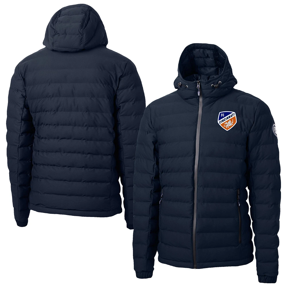 Men's Cutter & Buck Navy FC Cincinnati Mission Ridge Repreve® Eco Insulated Full-Zip Hoodie Puffer Jacket