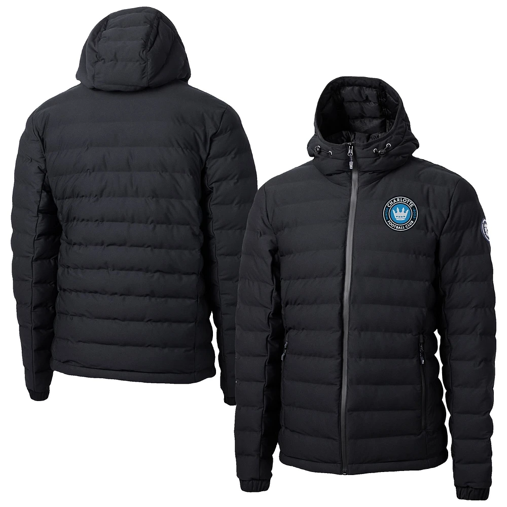 Men's Cutter & Buck Black Charlotte FC Mission Ridge Repreve® Eco Insulated Full-Zip Hoodie Puffer Jacket
