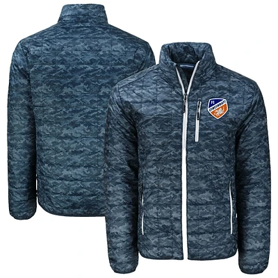 Men's Cutter & Buck Navy FC Cincinnati Rainier PrimaLoft® Eco Insulated Printed Full-Zip Hoodie Puffer Jacket