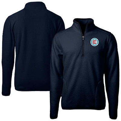 Men's Cutter & Buck Navy Chicago Fire Cascade Eco Fleece Quarter-Zip Jacket