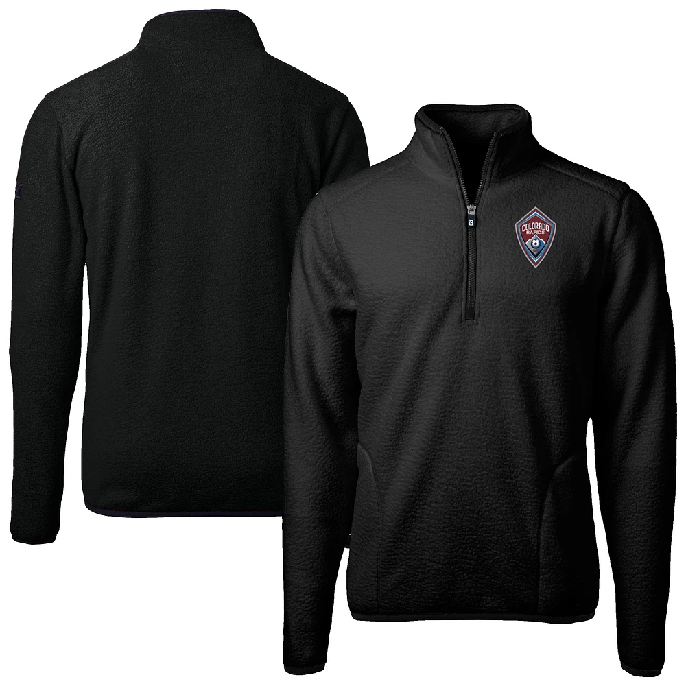 Men's Cutter & Buck Black Colorado Rapids Cascade Eco Fleece Quarter-Zip Jacket