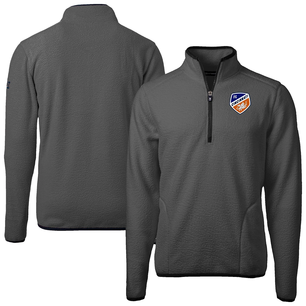 Men's Cutter & Buck Gray FC Cincinnati Cascade Eco Fleece Quarter-Zip Jacket