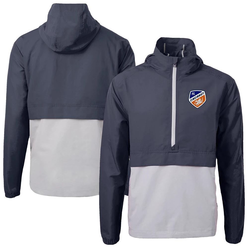 Men's Cutter & Buck Navy FC Cincinnati Charter Eco Recycled Anorak Jacket