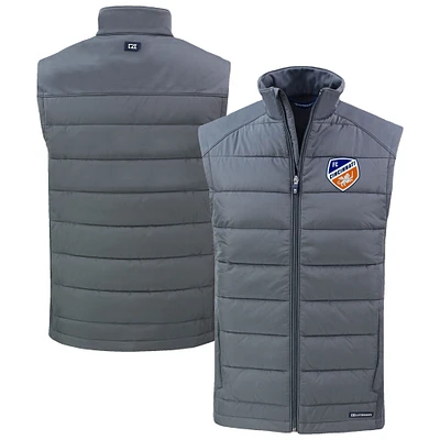 Men's Cutter & Buck Charcoal FC Cincinnati Evoke Hybrid Eco Softshell Recycled Full-Zip Vest