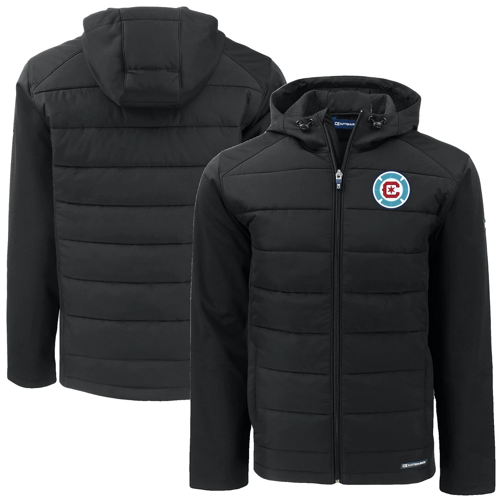 Men's Cutter & Buck Chicago Fire Evoke Hybrid Eco Softshell Recycled Full-Zip Hooded Jacket