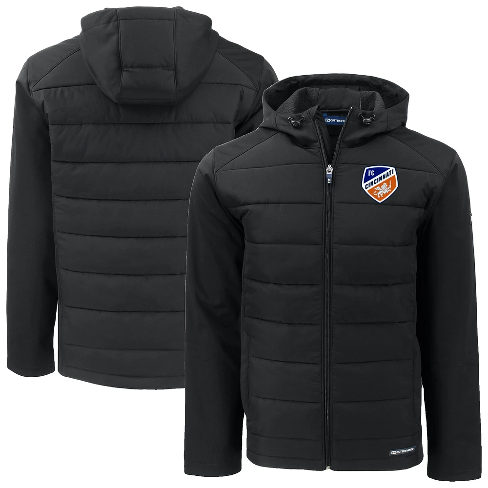 Men's Cutter & Buck FC Cincinnati Evoke Hybrid Eco Softshell Recycled Full-Zip Hooded Jacket