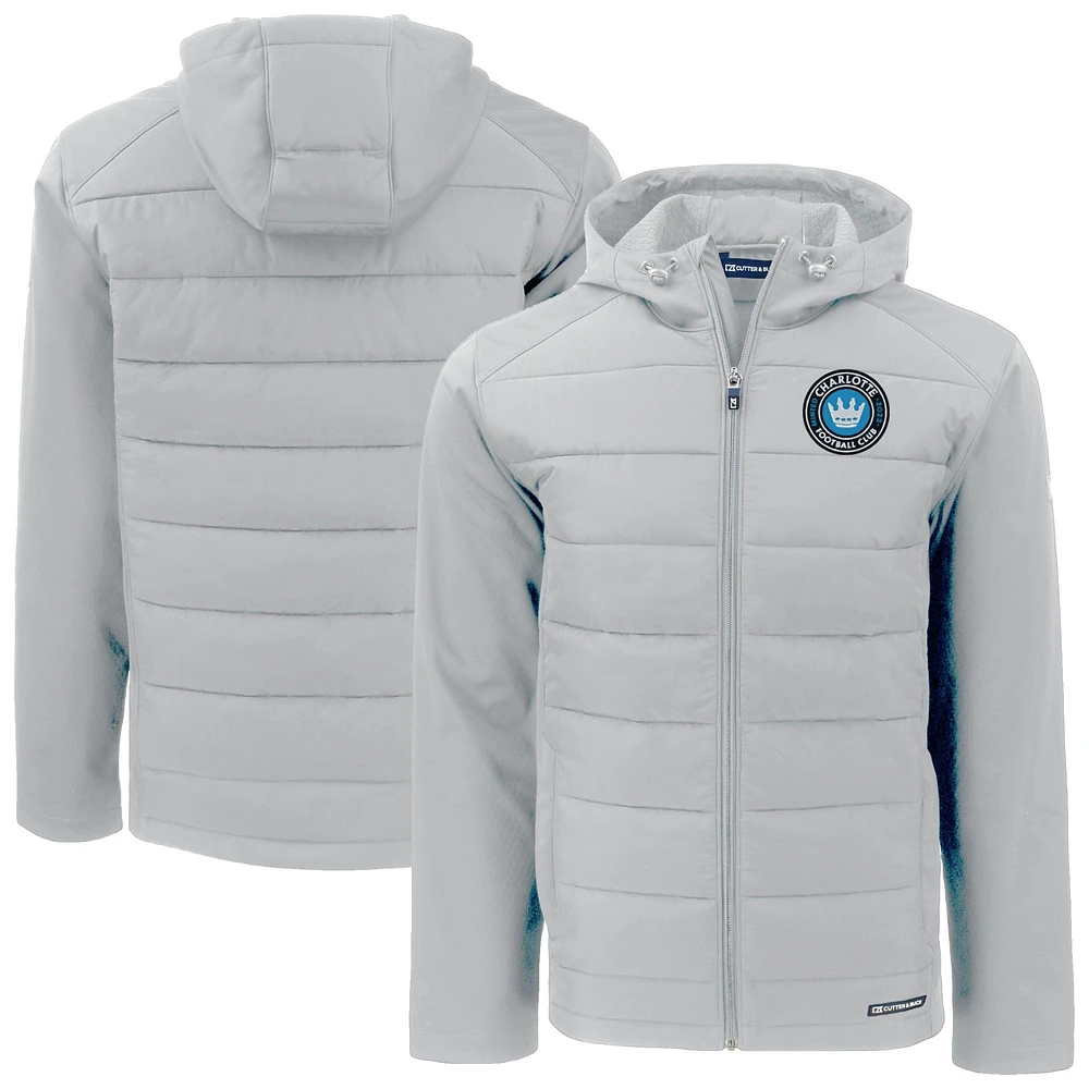Men's Cutter & Buck Charlotte FC Evoke Hybrid Eco Softshell Recycled Full-Zip Hooded Jacket