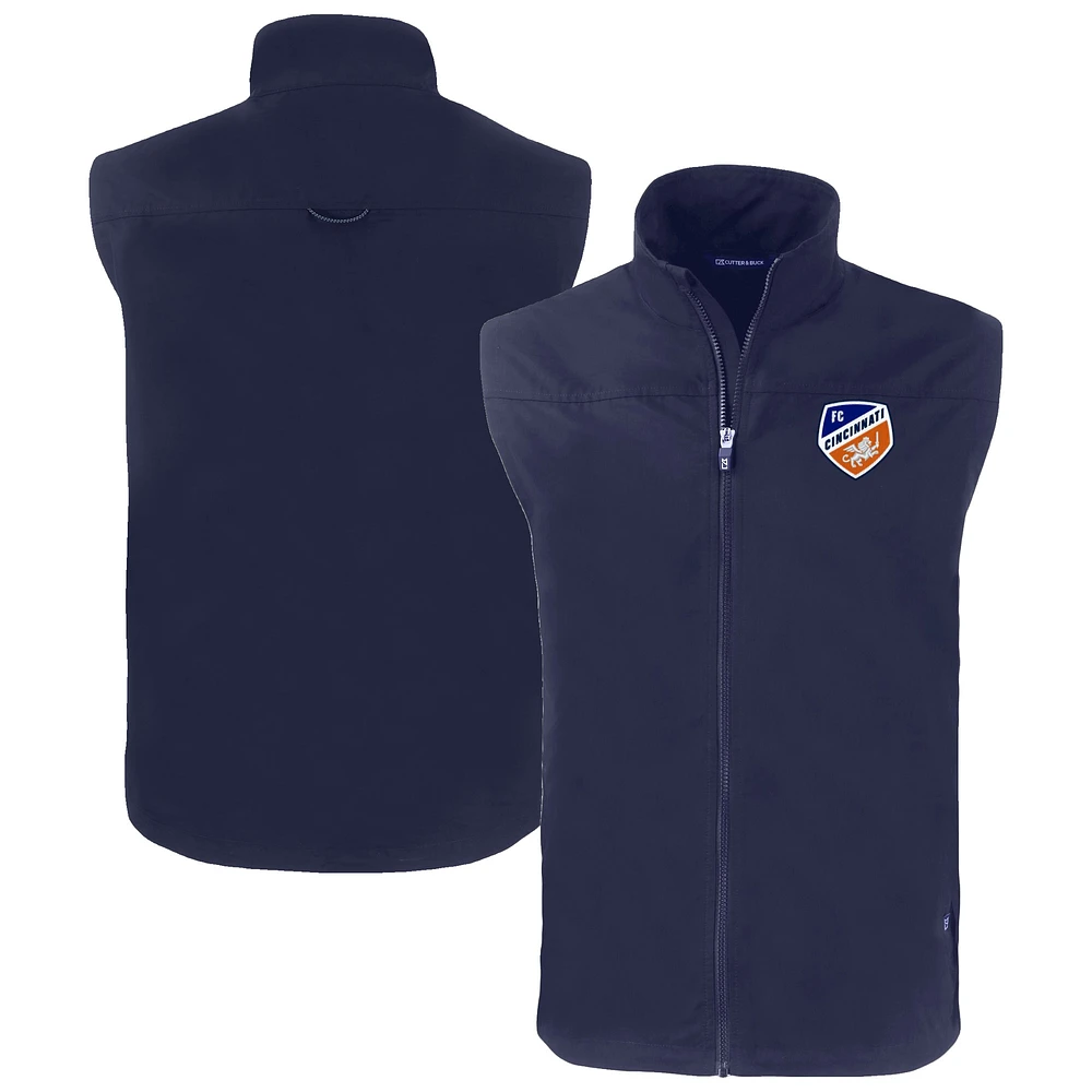 Men's Cutter & Buck Navy FC Cincinnati Charter Eco Recycled Full-Zip Vest