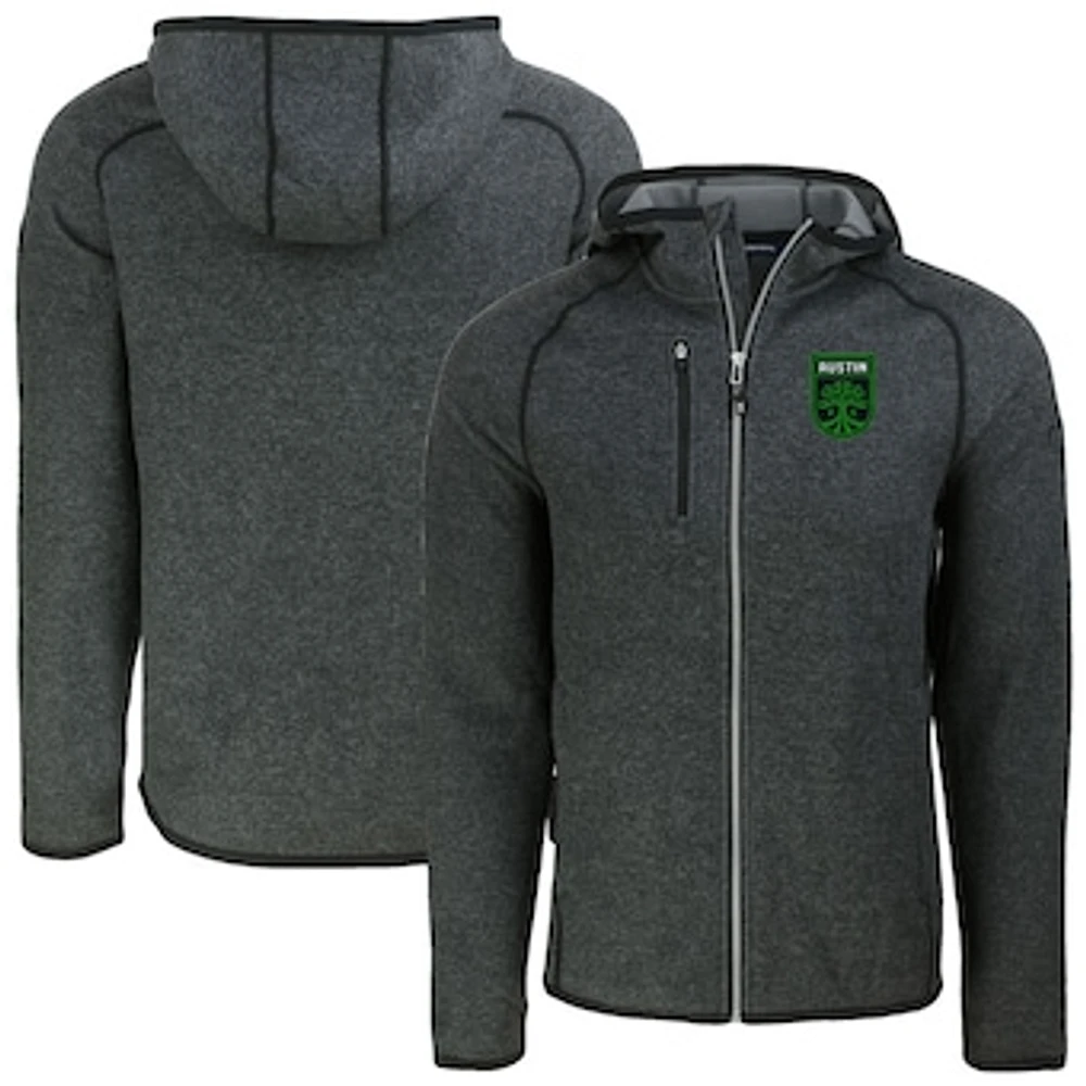 Men's Cutter & Buck Heather Charcoal Austin FC Mainsail Full-Zip Hooded Jacket
