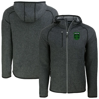 Men's Cutter & Buck Heather Charcoal Austin FC Mainsail Full-Zip Hooded Jacket