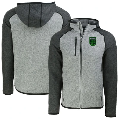 Men's Cutter & Buck Heather Gray Austin FC Mainsail Full-Zip Hooded Jacket