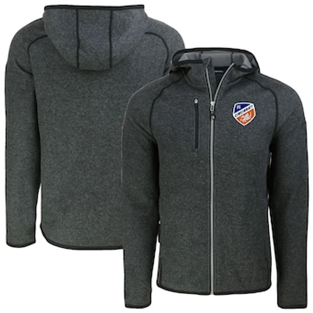 Men's Cutter & Buck Heather Charcoal FC Cincinnati Mainsail Full-Zip Hooded Jacket