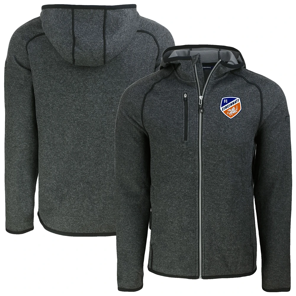 Men's Cutter & Buck Heather Charcoal FC Cincinnati Mainsail Full-Zip Hooded Jacket