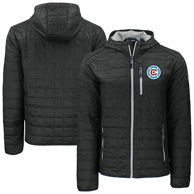 Men's Cutter & Buck Black Chicago Fire Rainier Primaloft Eco Full-Zip Hooded Jacket