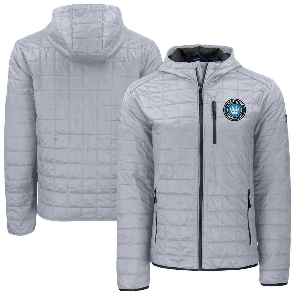 Men's Cutter & Buck Gray Charlotte FC Rainier Primaloft Eco Full-Zip Hooded Jacket