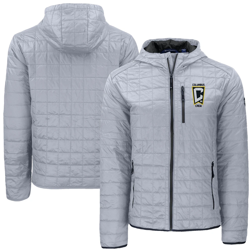 Men's Cutter & Buck Gray Columbus Crew Rainier Primaloft Eco Full-Zip Hooded Jacket