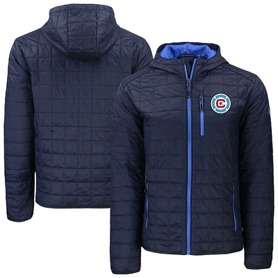 Men's Cutter & Buck Navy Chicago Fire Rainier Primaloft Eco Full-Zip Hooded Jacket