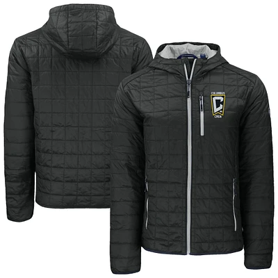 Men's Cutter & Buck Black Columbus Crew Rainier Primaloft Eco Full-Zip Hooded Jacket