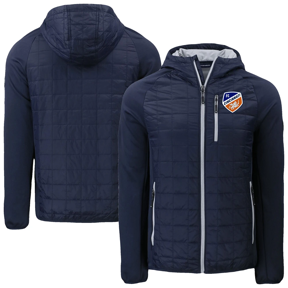 Men's Cutter & Buck Navy FC Cincinnati Rainier Primaloft Eco Raglan Full-Zip Hybrid Jacket