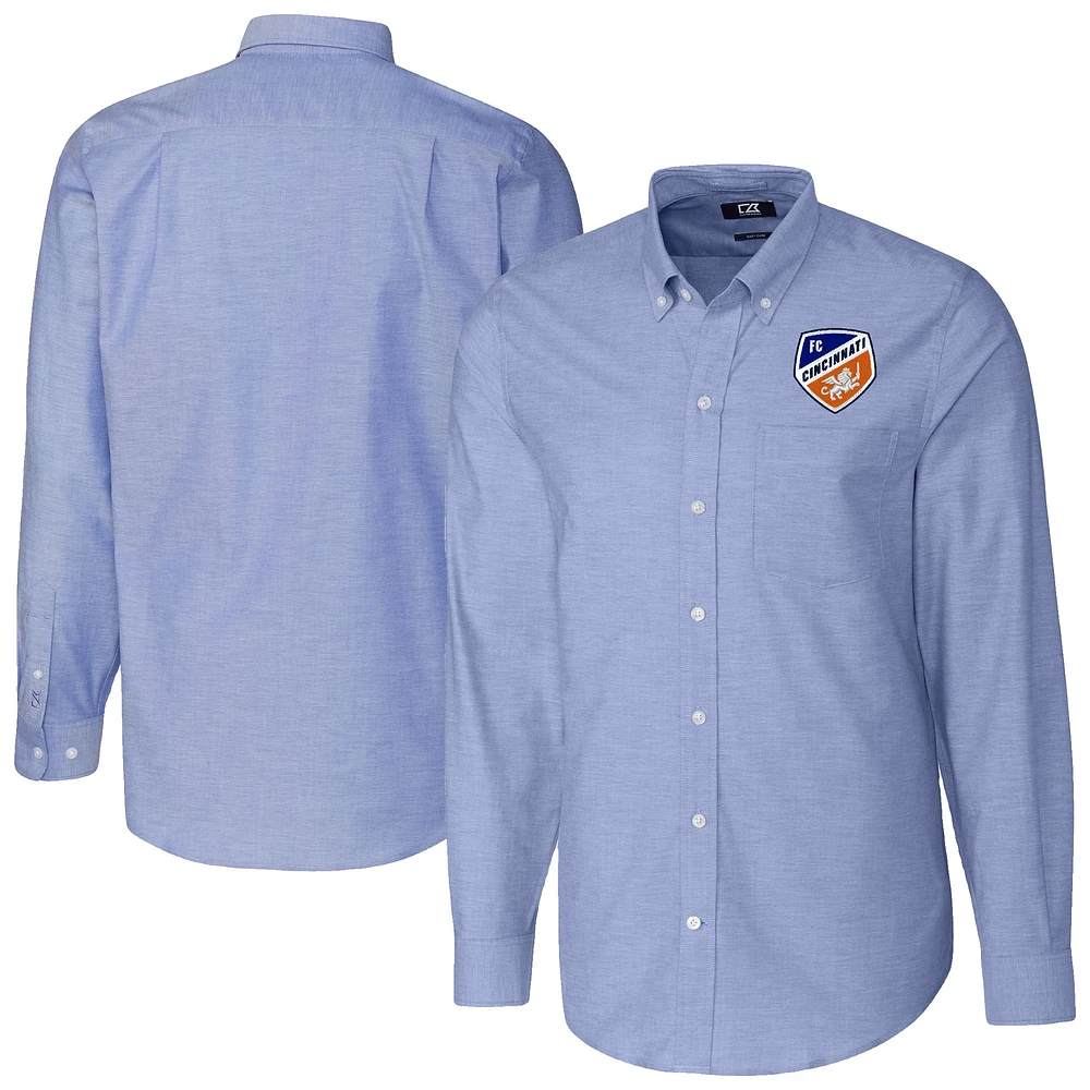 Men's Cutter & Buck Blue FC Cincinnati Stretch Oxford Long Sleeve Button-Down Shirt