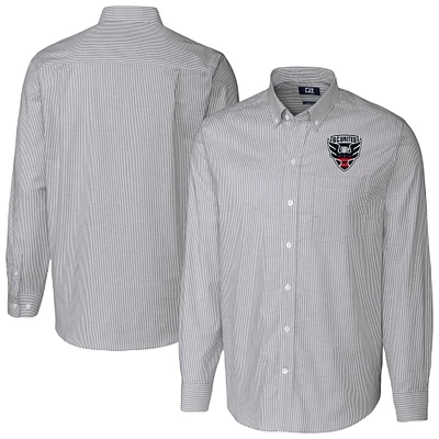 Men's Cutter & Buck Charcoal D.C. United Stretch Oxford Stripe Long Sleeve Button-Down Shirt