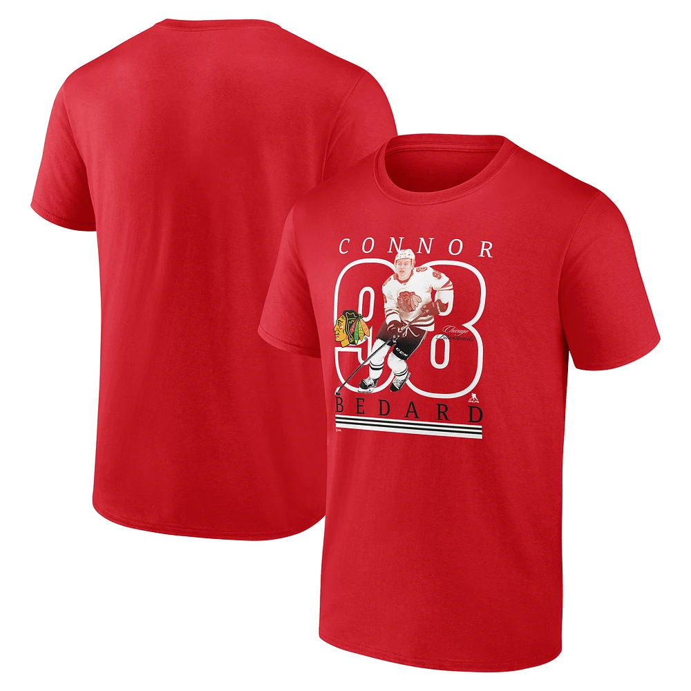 Men's Fanatics Connor Bedard Athletic Red Chicago Blackhawks Player T-Shirt