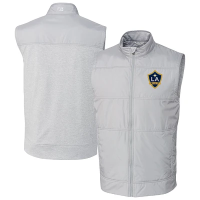 Men's Cutter & Buck Gray LA Galaxy Stealth Hybrid Quilted Windbreaker Vest