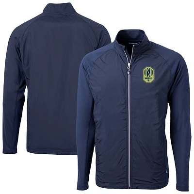 Men's Cutter & Buck Navy Nashville SC Adapt Eco Knit Hybrid Recycled Full-Zip Jacket