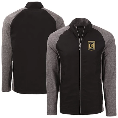 Men's Cutter & Buck Black/Heather Black LAFC Adapt Eco Knit Hybrid Recycled Full-Zip Jacket