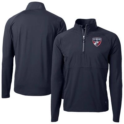 Men's Cutter & Buck Navy FC Dallas Adapt Eco Knit Hybrid Recycled Quarter-Zip Pullover Top