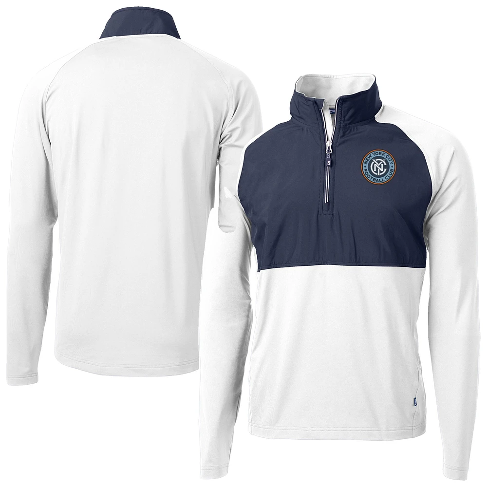 Men's Cutter & Buck New York City FC Adapt Eco Knit Hybrid Recycled Quarter-Zip Pullover Top