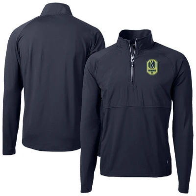 Men's Cutter & Buck Navy Nashville SC Adapt Eco Knit Hybrid Recycled Quarter-Zip Pullover Top