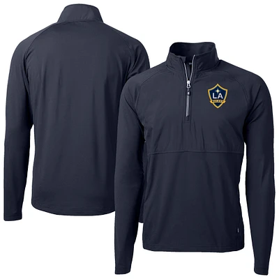 Men's Cutter & Buck Navy LA Galaxy Adapt Eco Knit Hybrid Recycled Quarter-Zip Pullover Top