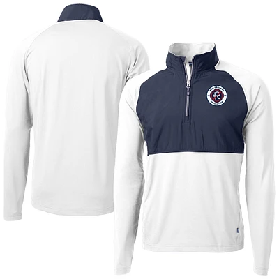 Men's Cutter & Buck New England Revolution Adapt Eco Knit Hybrid Recycled Quarter-Zip Pullover Top