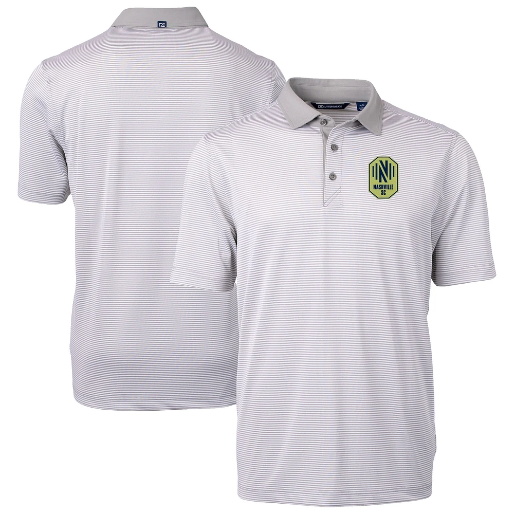 Men's Cutter & Buck Gray Nashville SC Virtue Eco Pique Micro Stripe Recycled Polo