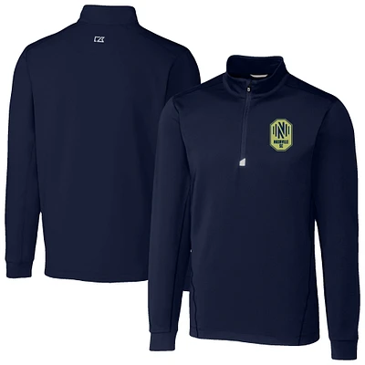 Men's Cutter & Buck Navy Nashville SC Traverse Stretch Eco Quarter-Zip Pullover Top