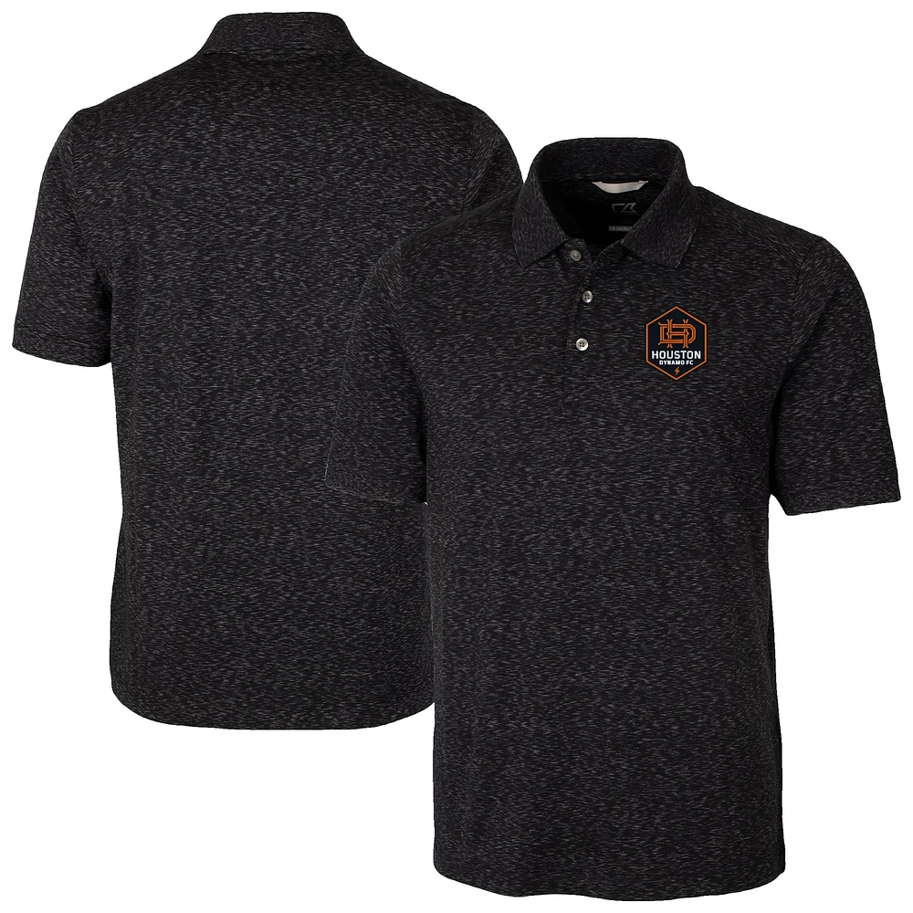 Men's Cutter & Buck Black Houston Dynamo FC Advantage Tri-Blend Space Dye Polo