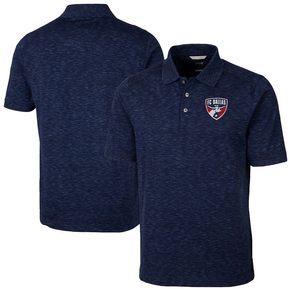 Men's Cutter & Buck Navy FC Dallas Advantage Tri-Blend Space Dye Polo