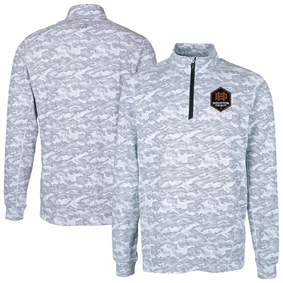 Men's Cutter & Buck Charcoal Houston Dynamo FC Traverse Stretch Eco Camo Print Quarter-Zip Pullover Top
