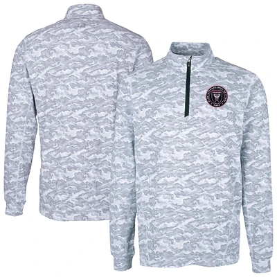 Men's Cutter & Buck Charcoal Inter Miami CF Traverse Stretch Eco Camo Print Quarter-Zip Pullover Top