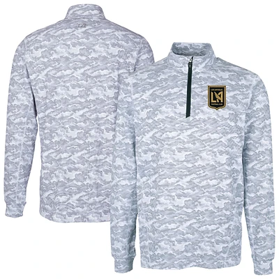 Men's Cutter & Buck Charcoal LAFC Traverse Stretch Eco Camo Print Quarter-Zip Pullover Top