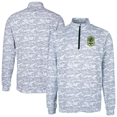 Men's Cutter & Buck Charcoal Nashville SC Traverse Stretch Eco Camo Print Quarter-Zip Pullover Top