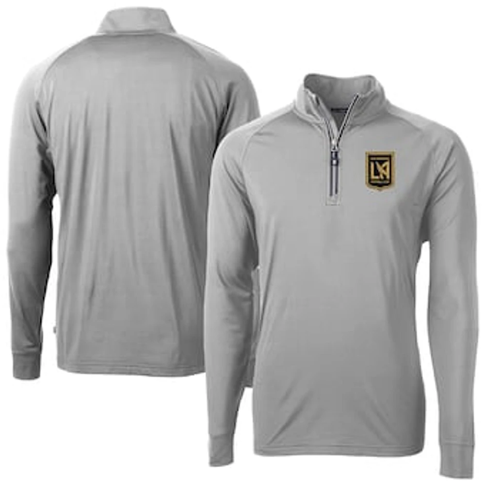 Men's Cutter & Buck Gray LAFC Adapt Eco Knit Stretch Recycled Raglan Quarter-Zip Pullover Top