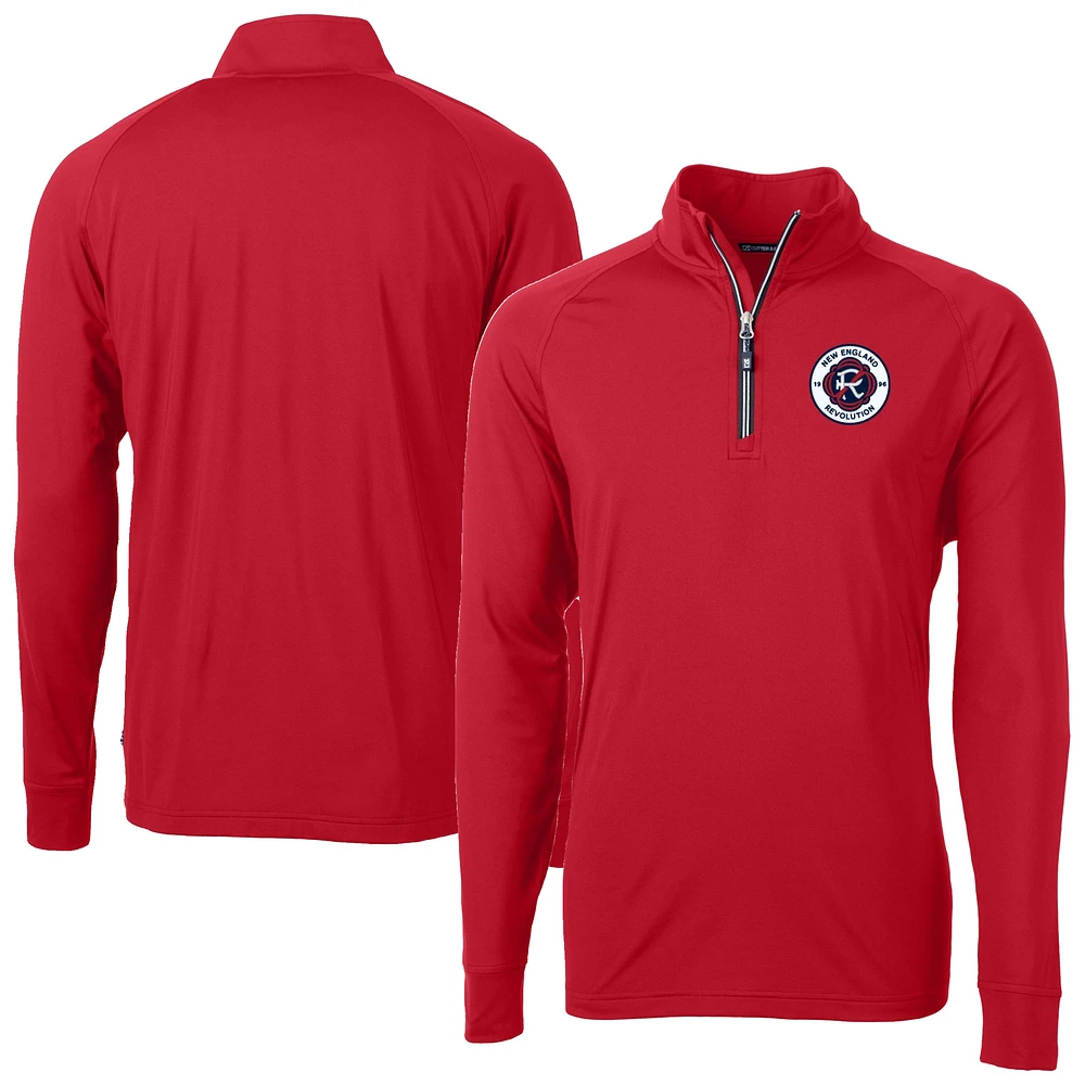 Men's Cutter & Buck New England Revolution Adapt Eco Knit Stretch Recycled Raglan Quarter-Zip Pullover Top
