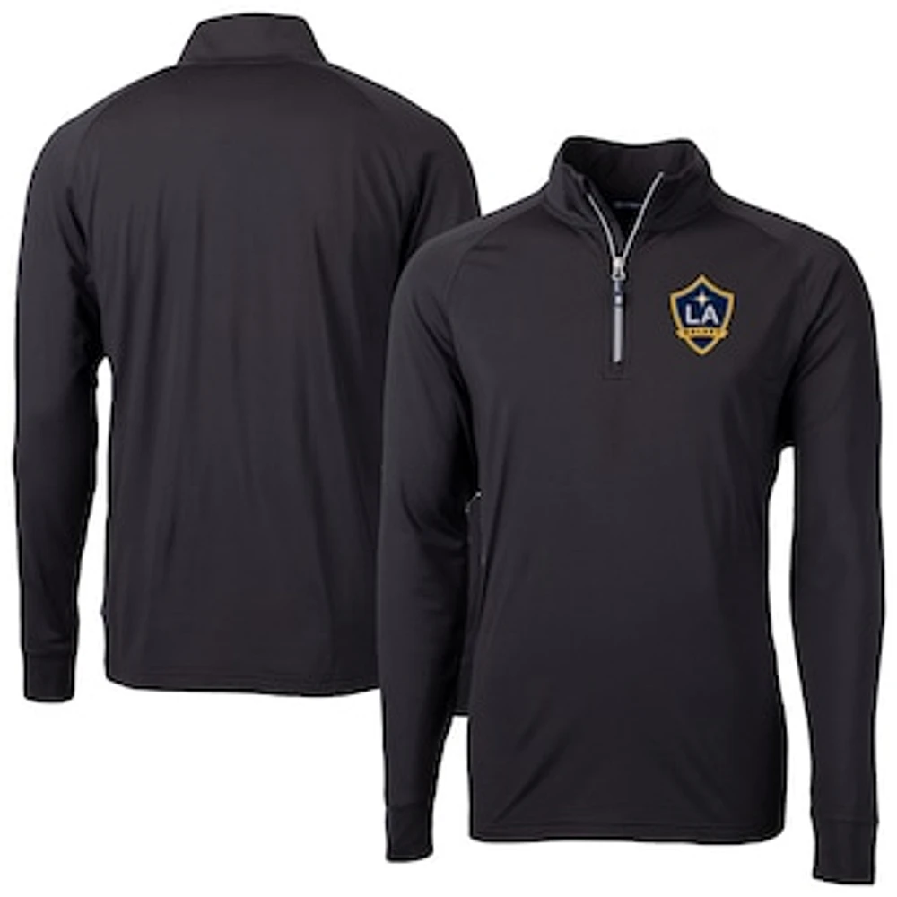 Men's Cutter & Buck LA Galaxy Adapt Eco Knit Stretch Recycled Raglan Quarter-Zip Pullover Top