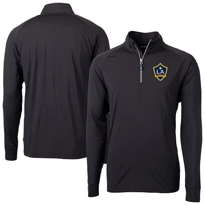Men's Cutter & Buck LA Galaxy Adapt Eco Knit Stretch Recycled Raglan Quarter-Zip Pullover Top
