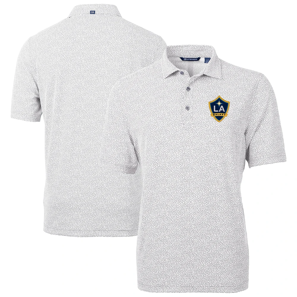 Men's Cutter & Buck Gray LA Galaxy DryTec Virtue Eco Pique Botanical Print Recycled Polo